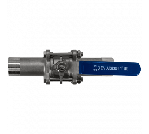 Кран шаровый приварной трехсоставной нержавеющий (3PC), AISI304 DN25 (1