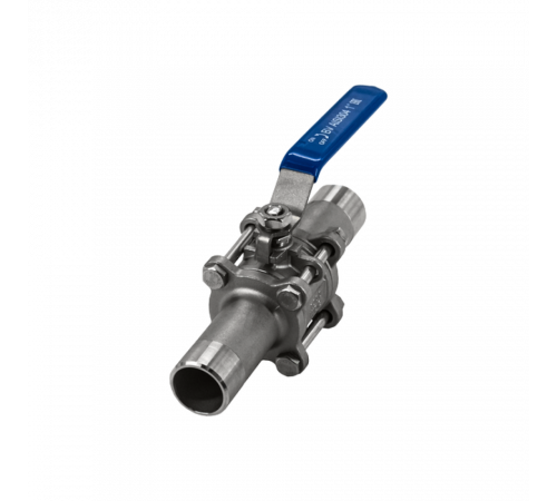 Кран шаровый приварной трехсоставной нержавеющий (3PC), AISI304 DN25 (1