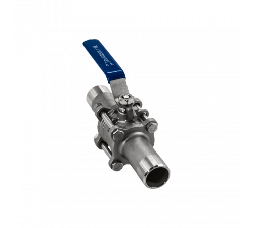 Кран шаровый приварной трехсоставной нержавеющий (3PC), AISI304 DN25 (1