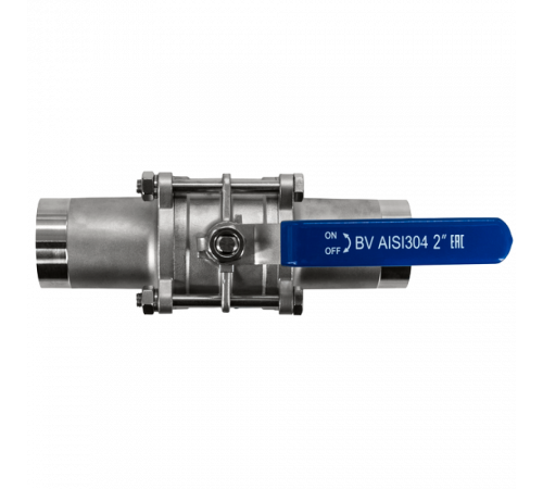 Кран шаровый приварной трехсоставной нержавеющий (3PC), AISI304 DN50 (2