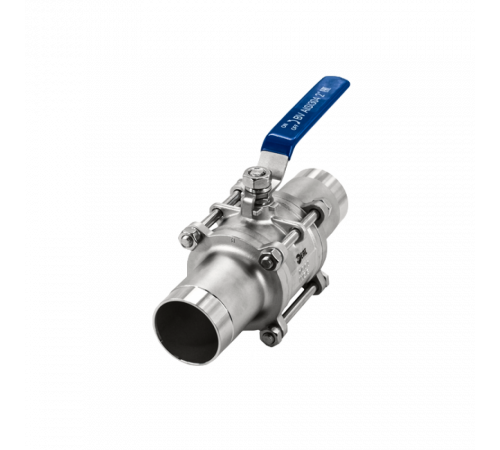Кран шаровый приварной трехсоставной нержавеющий (3PC), AISI304 DN50 (2