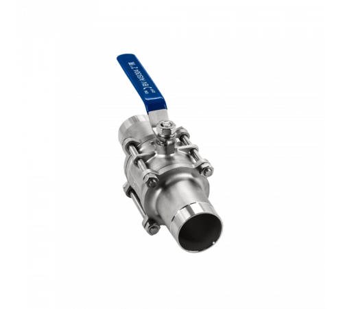 Кран шаровый приварной трехсоставной нержавеющий (3PC), AISI304 DN50 (2