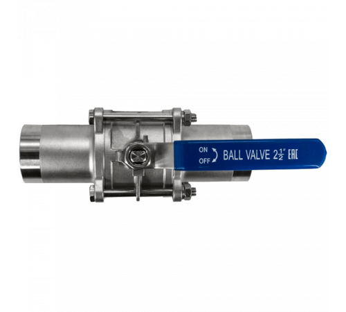 Кран шаровый приварной трехсоставной нержавеющий (3PC), AISI304 DN65 (2_1/2