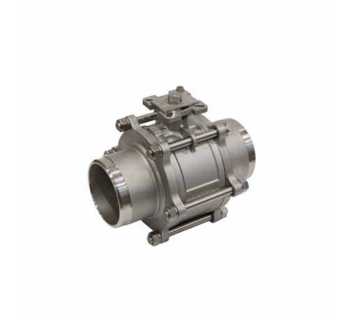 Кран шаровый приварной трехсоставной под привод нержавеющий (3PC), AISI304 DN150 (6