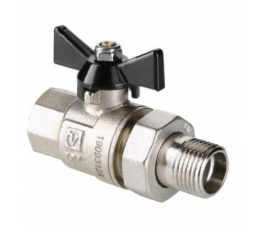 Кран шаровой усиленный VALTEC PERFECT с полусгоном (американкой) , бабочка 1/2'