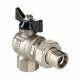 Кран шаровой усиленный VALTEC PERFECT угловой с полусгоном (американкой), бабочка 1/2'