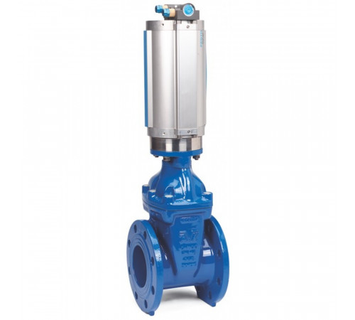 Задвижка AVK клиновая фланцевая длинная, с пневмоприводом Festo типа DPL DN80 PN16